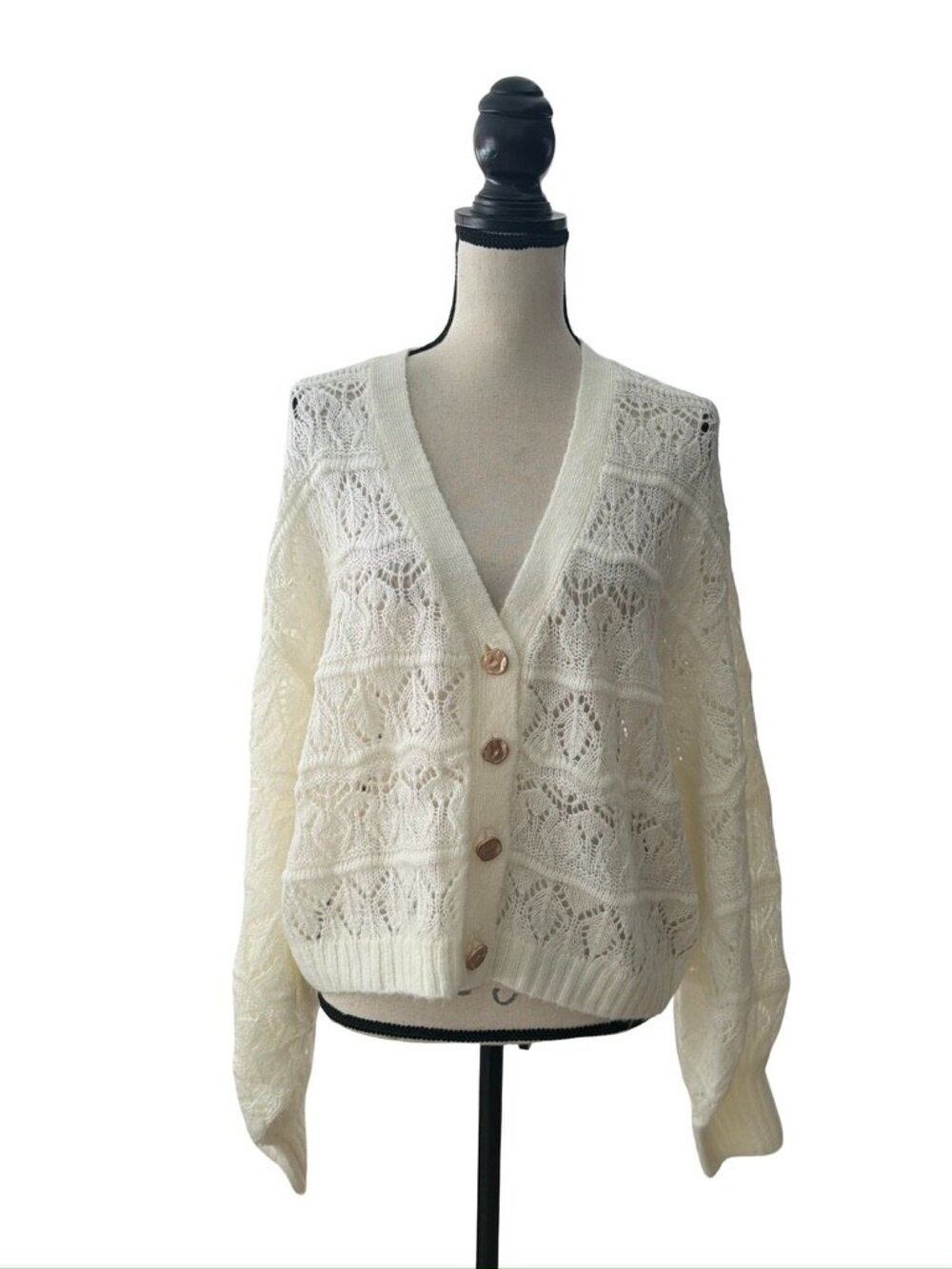 FARM Rio NWT white textured knit cardigan size XL - Picture 2 of 7